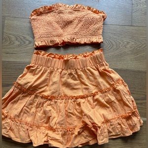 shein 2 piece strapless and skirt set